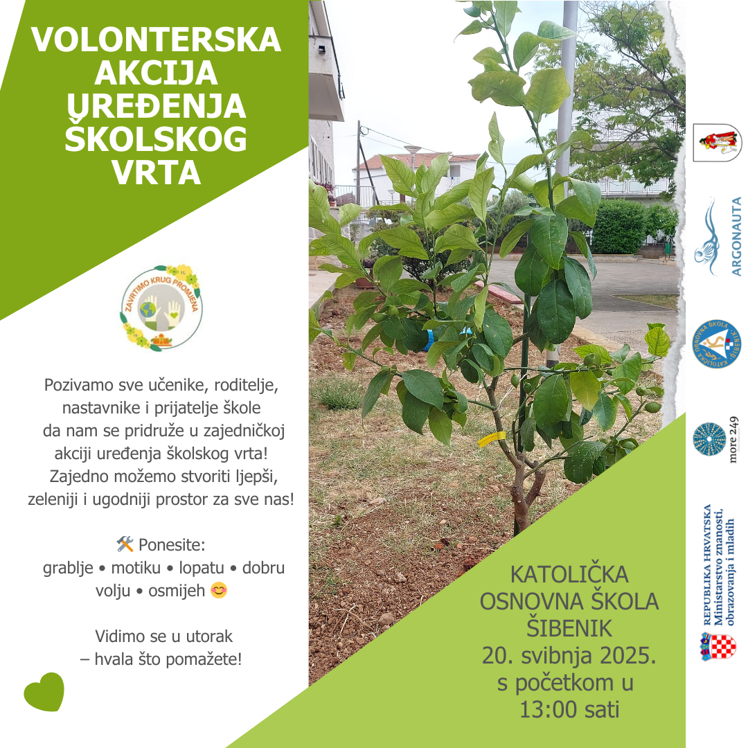 Poziv na volontersku akciju uređenja školskog vrta Katoličke osnovne škole 
